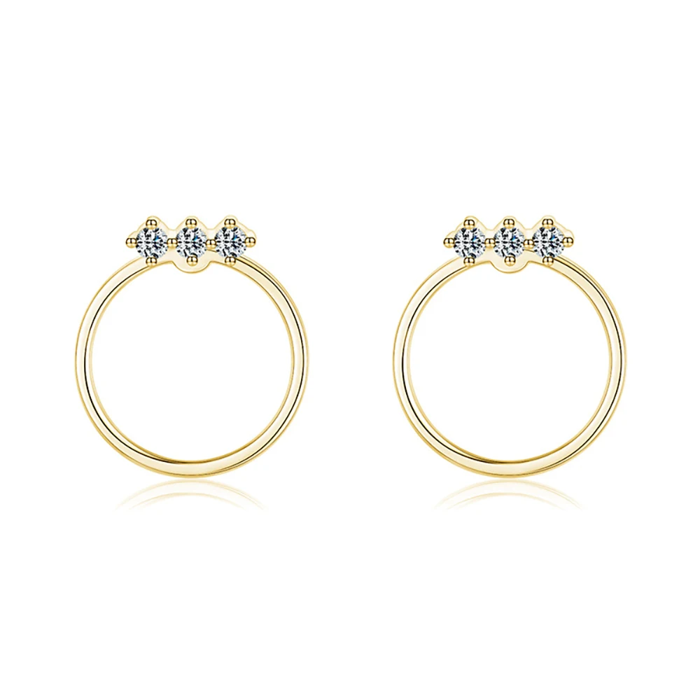 

100% S925 Sterling Silver Fashion Round Simple Diamond Earrings Female Net red Popular Ladies Earrings Zircon Silver Jewelry