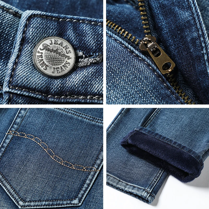 2020 Зимние новые мужские брендовые плотные джинсы модные облегающие джинсовые