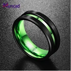 Мужское черное матовое кольцо NUNCAD, кольцо из карбида вольфрама, зеленый центральный паз, отполированные скошенные края, комфортный крой, размер 6-16, хит продаж