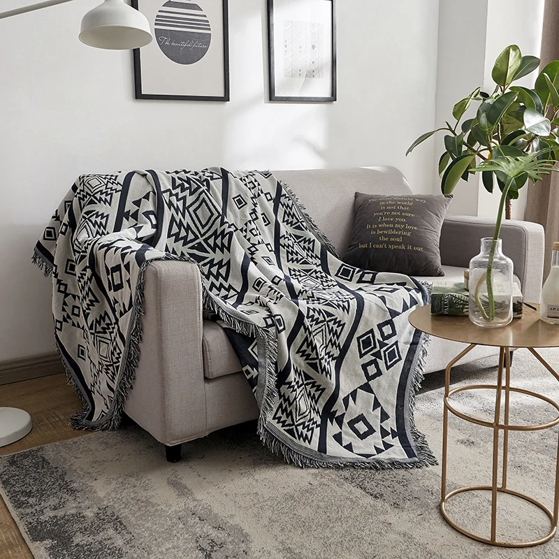 Европейское геометрическое одеяло с кисточками для дивана плед Декор чехол