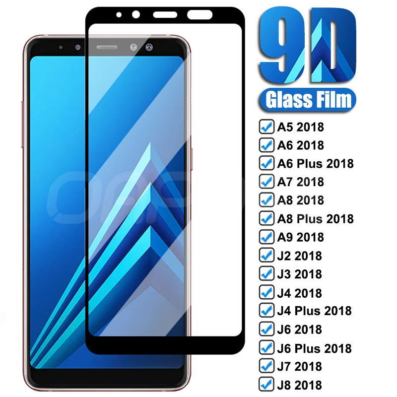 

Защитное стекло 9D для Samsung Galaxy A6 A8 J4 J6 Plus 2018, защита экрана J2 J8 A5 A7 A9 2018, защитная пленка из закаленного стекла