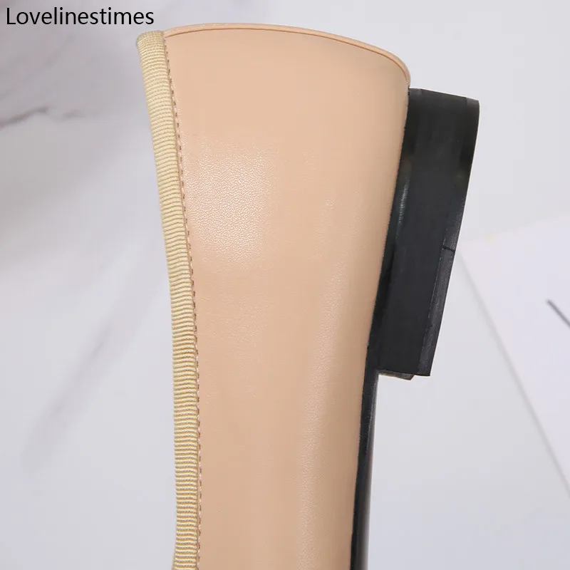 Балетки женские на низком каблуке базовые кожаные туфли-лодочки с круглым носком