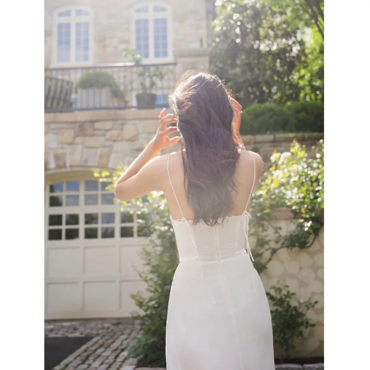 

267#ref White Chiffon Dress 2020 summer new French women's dress