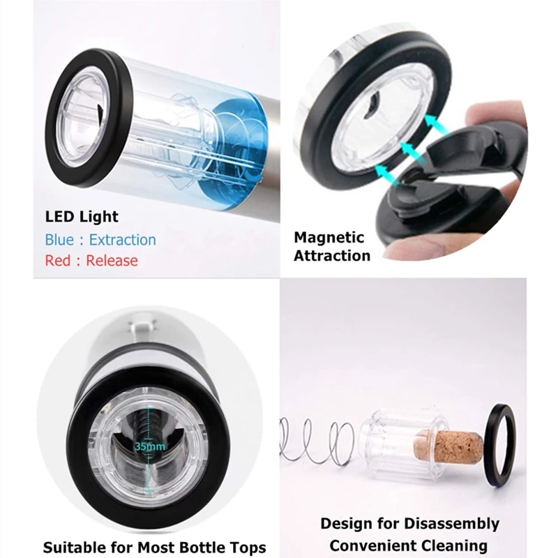 Электрический штопор для вина Аккумуляторный из нержавеющей стали