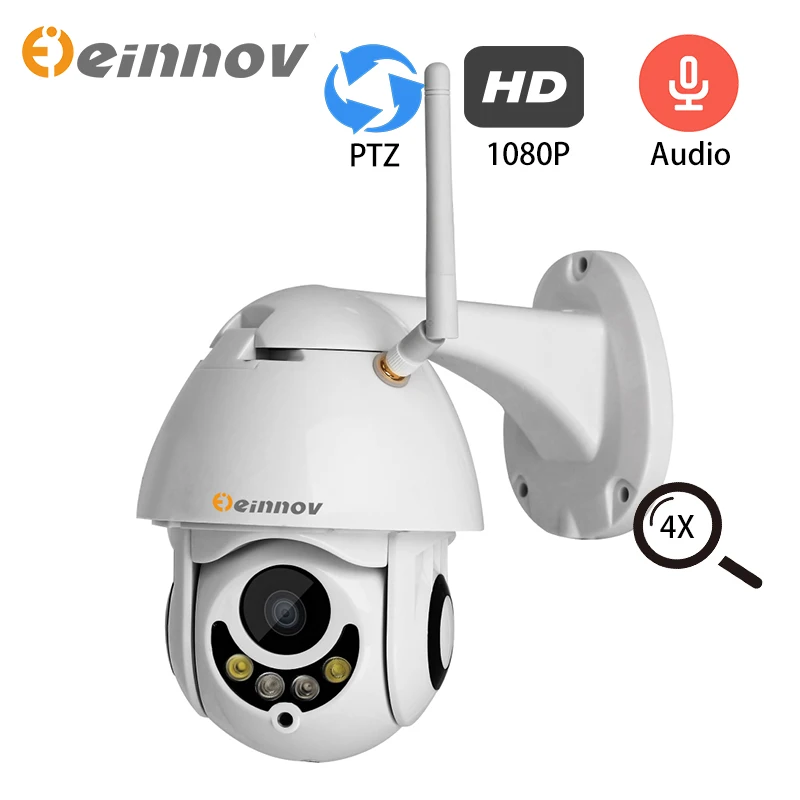 Einnov 1080P PTZ IP камера наружная беспроводная видеонаблюдения с Wifi 2MP Onvif 4X зум аудио
