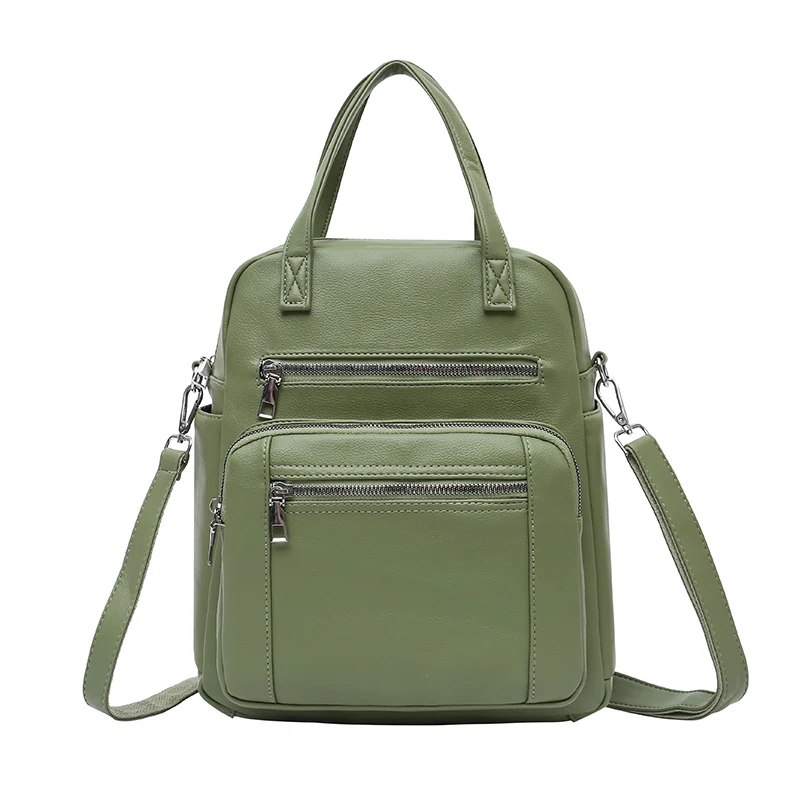 

Ladies Backpack PU Leather Schoolbag For Women Retro Fashion Zipper High Quality School Bag Shoulder Bag For Youth Ruchpacks