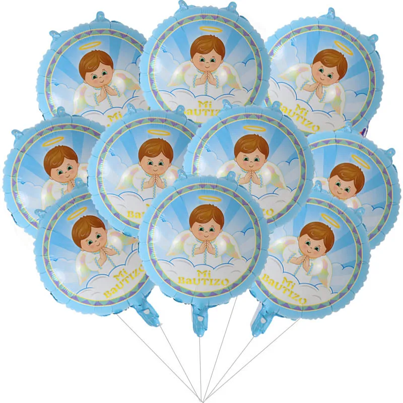 

50pcs 18inch Christening Round Spanish West Baptism Theme Party Decoration Baby Balloons Foil Helium Balloons Kids Toys Globos