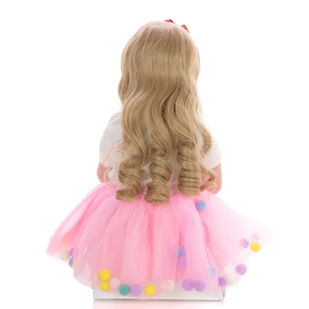 24 &quotмодные длинные кудрявые волосы принцесса Reborn Baby Doll игрушки большой размер