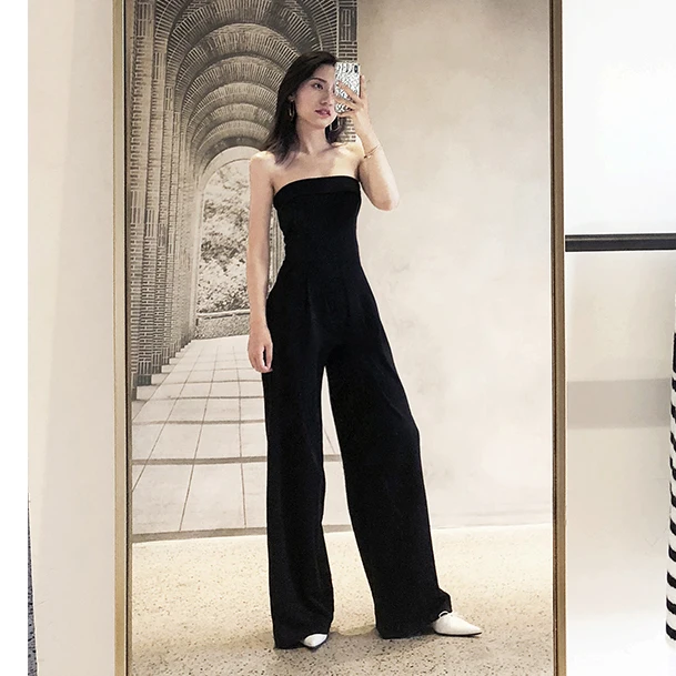 Женские модельные комбинезоны с широкими штанинами модные элегантные длинные