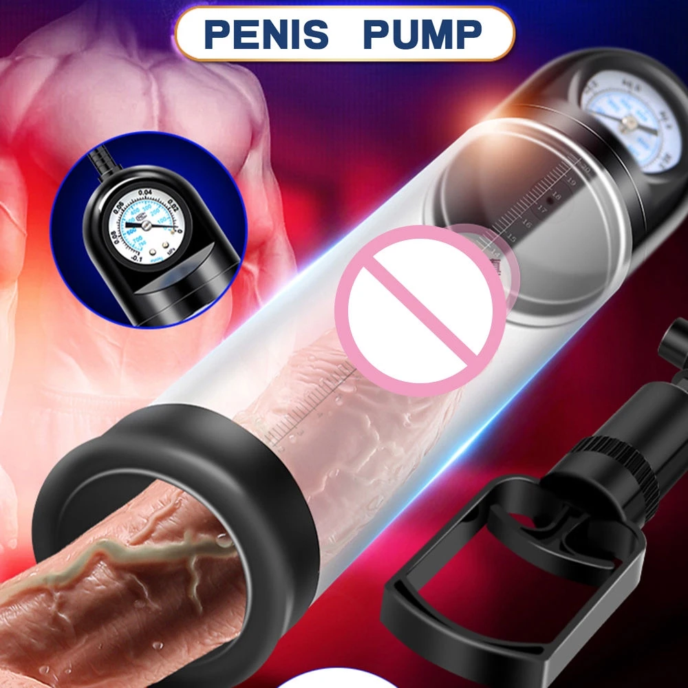 Взрослые секс игрушки Мужской пенис вакуумный насос с манометром для пениса