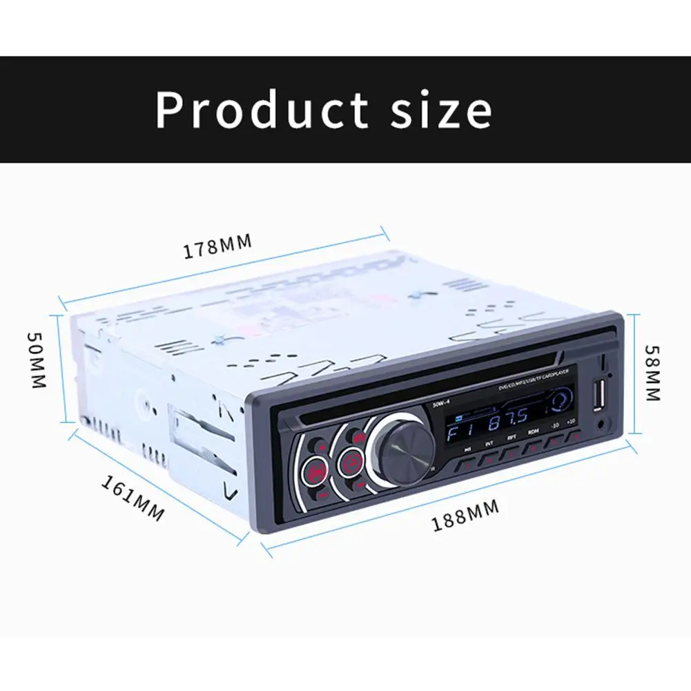 

8169A Car Radio Receiver Bluetooth AUX USB Disk CD VCD DVD Player Head Unit Support Pre-Aux Audio Input Physical Keys