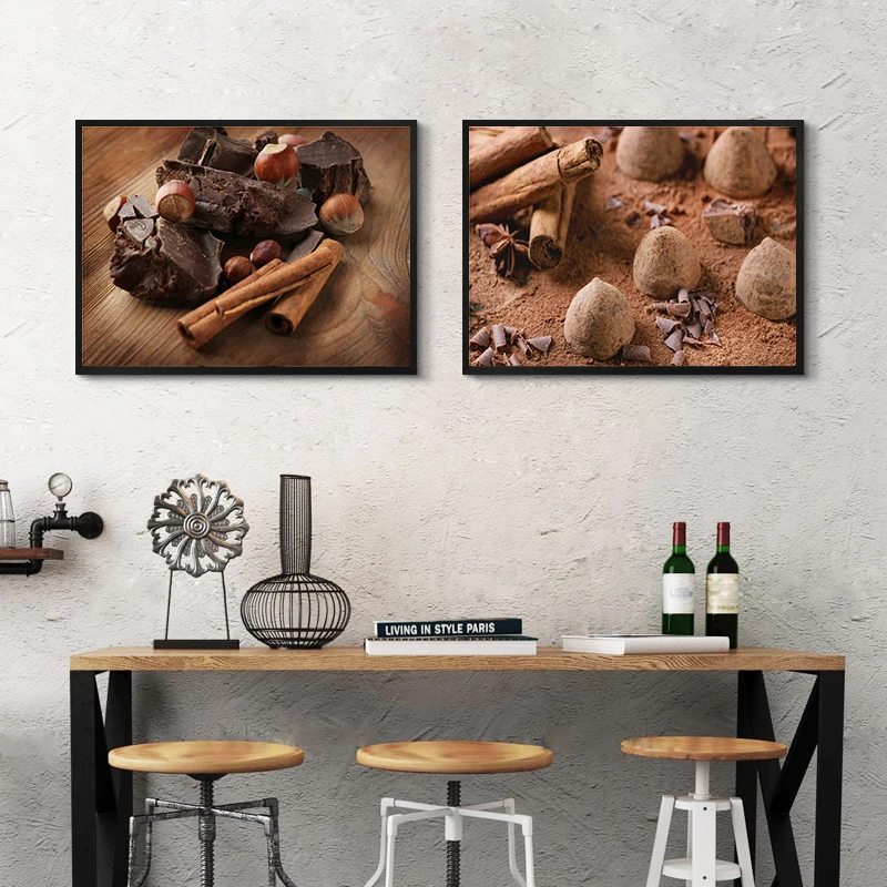 Горький темный шоколад с орехами и какао-бобами домашняя кухня плакаты принты