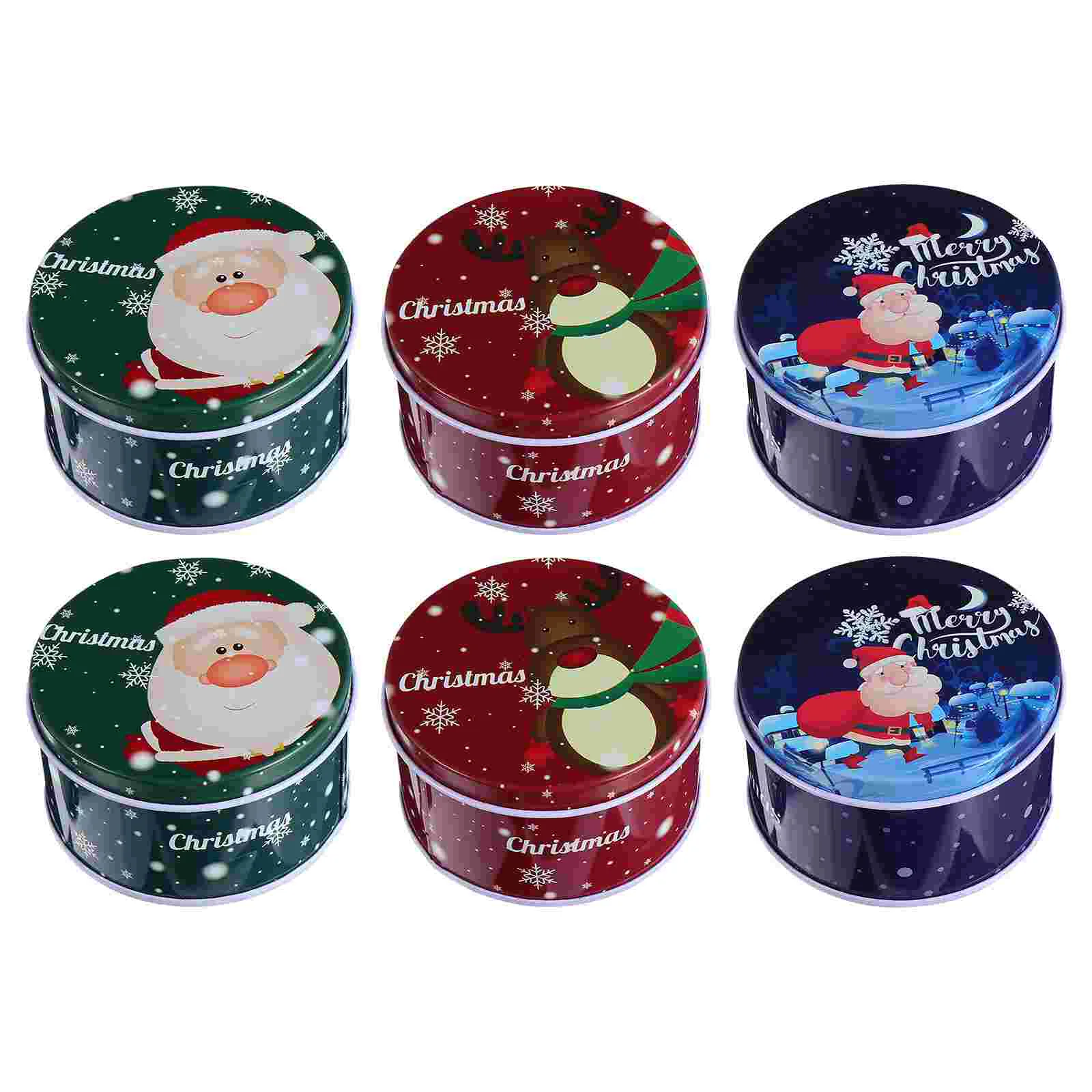 

6 шт. рождественские жестяные банки, конфетница, Мультяшные коробки для хранения
