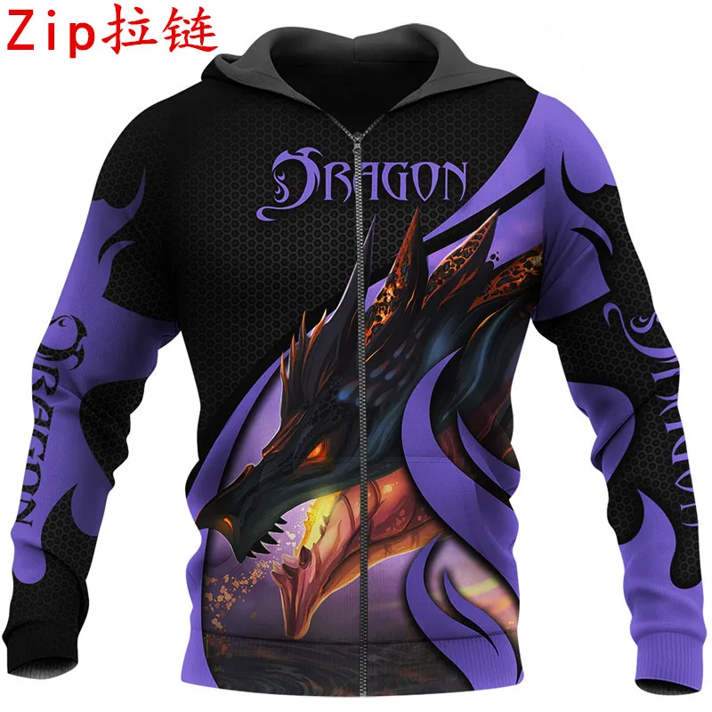 

New Fashion Mens Clothes Legend of the Dragon 3D All Over Printed Harajuku Jacket Unisex Casual Hoodies
