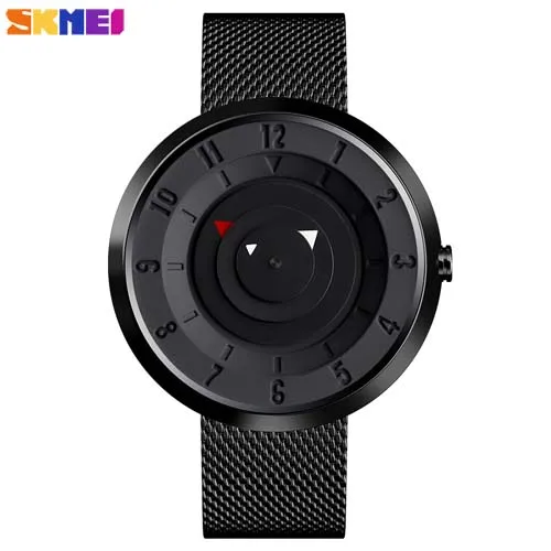 Black watch SKMEI Роскошные простые мужские кварцевые уличные спортивные часы водонепроницаемые наручные часы Креативный ремешок из нержавеющей стали часы Relogio Masculino - Цвет: Black watch
