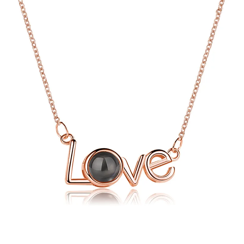rose gold C Подарок для девушки на 100 языках: «Я люблю тебя», проекционное ожерелье, подарок на день Святого Валентина - Цвет: rose gold C