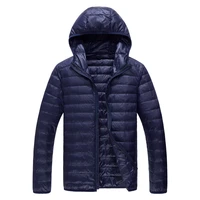 large size m 5xl high end brand thin fashion solid color mens casual hooded white duck down jacket male down coat travel wear