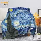 Фланелевое покрывало HUGSIDEA для взрослых, с рисунком звездной ночи, с 3D-принтом, портативное, удобное, персонализированное, тонкое одеяло
