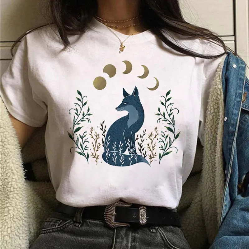 

Maycaur Moon Cat T-Shirt Funny Animal Shirts for Women Female Cartoon Graphic Tee Short Sleeve Summer Shirts Tops Shirt Gift