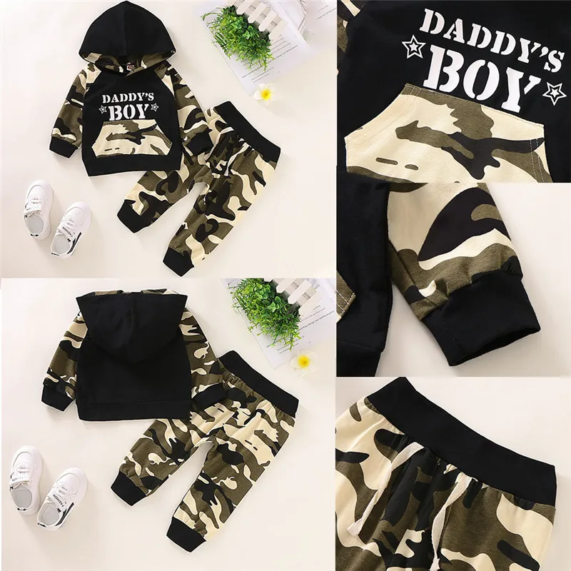 Осенний свитер для новорожденных мальчиков комплект камуфляжной расцветки