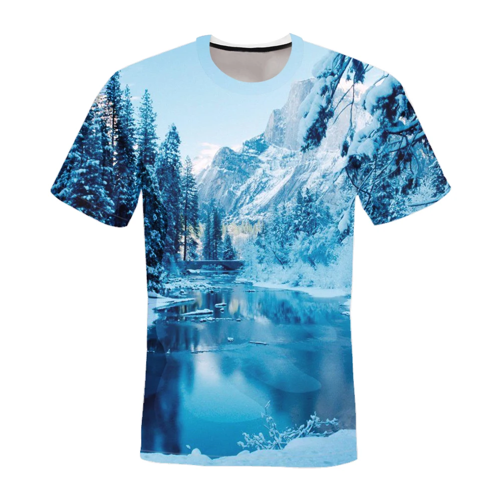 Футболка-оверсайз с коротким рукавом для мужчин и женщин топ принтом синих