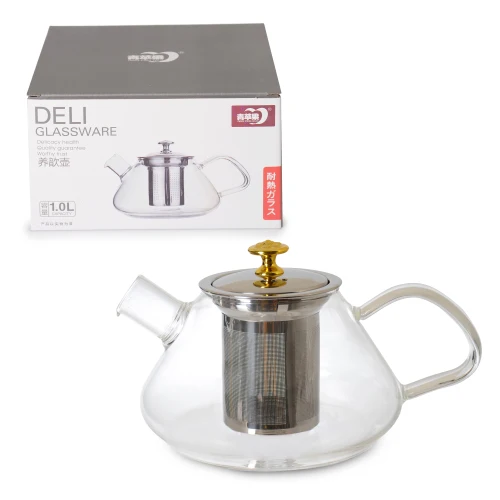 

BOROSLKAT METAL SZGEL GLASS TEAPOT 1 Liter