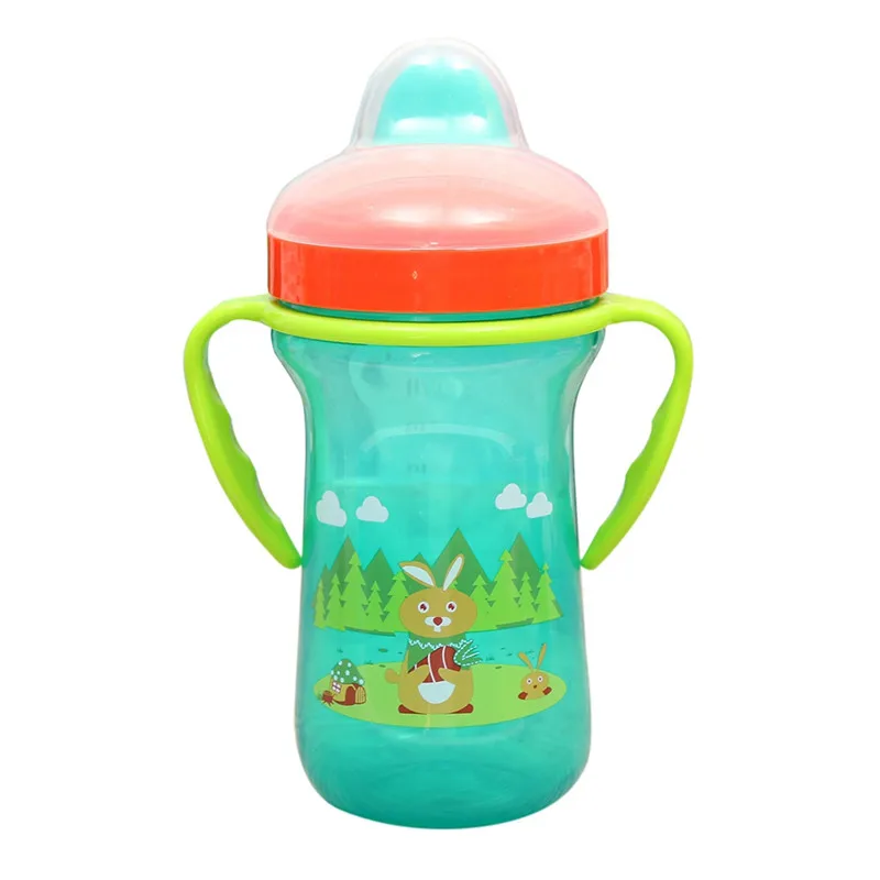 M 300ML 120 мл-600 мл детская бутылка для воды с мультяшным младенцем чашки с утконосом форма рта для кормления стакан-непроливайка - Цвет: M 300ML