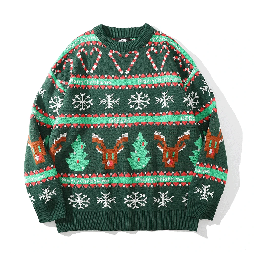 

Новый мультяшный жаккардовый Рождественский свитер мужской свободный модный уличный свободный круглый лидер