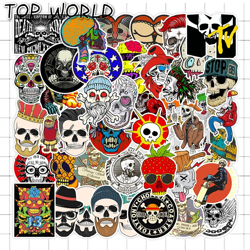 

10/50 шт./компл. водостойкие граффити-наклейки в виде черепа