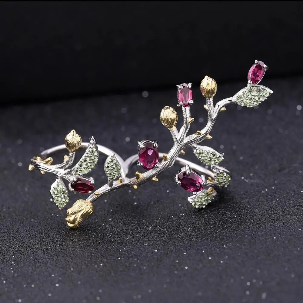 Женское балетное кольцо GEM'S двойные кольца на пальцы регулируемые из