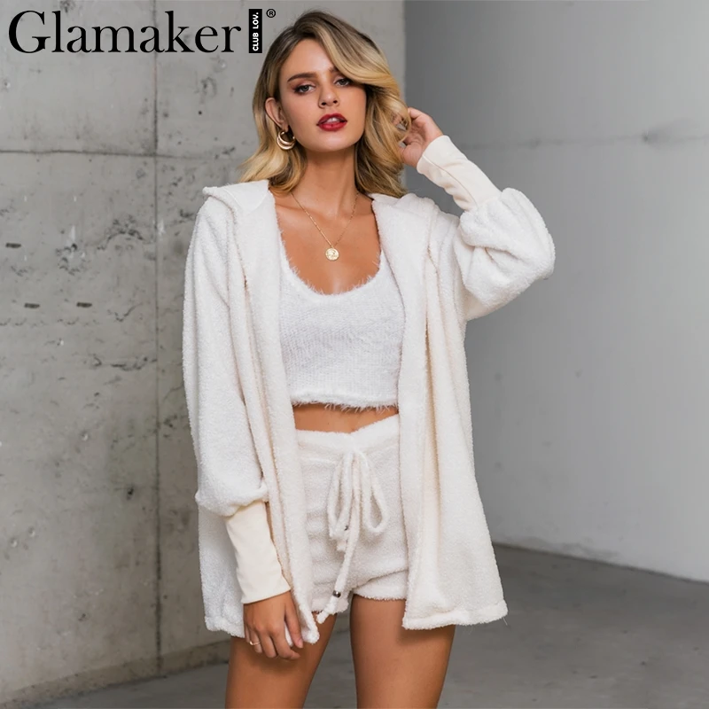 Glamaker, вязаный комплект из 2 предметов, короткий комбинезон и комбинезон, женский, осенний, мягкий, теплый, сексуальный, зимний, женский, плюс размер, Клубные Комбинезоны