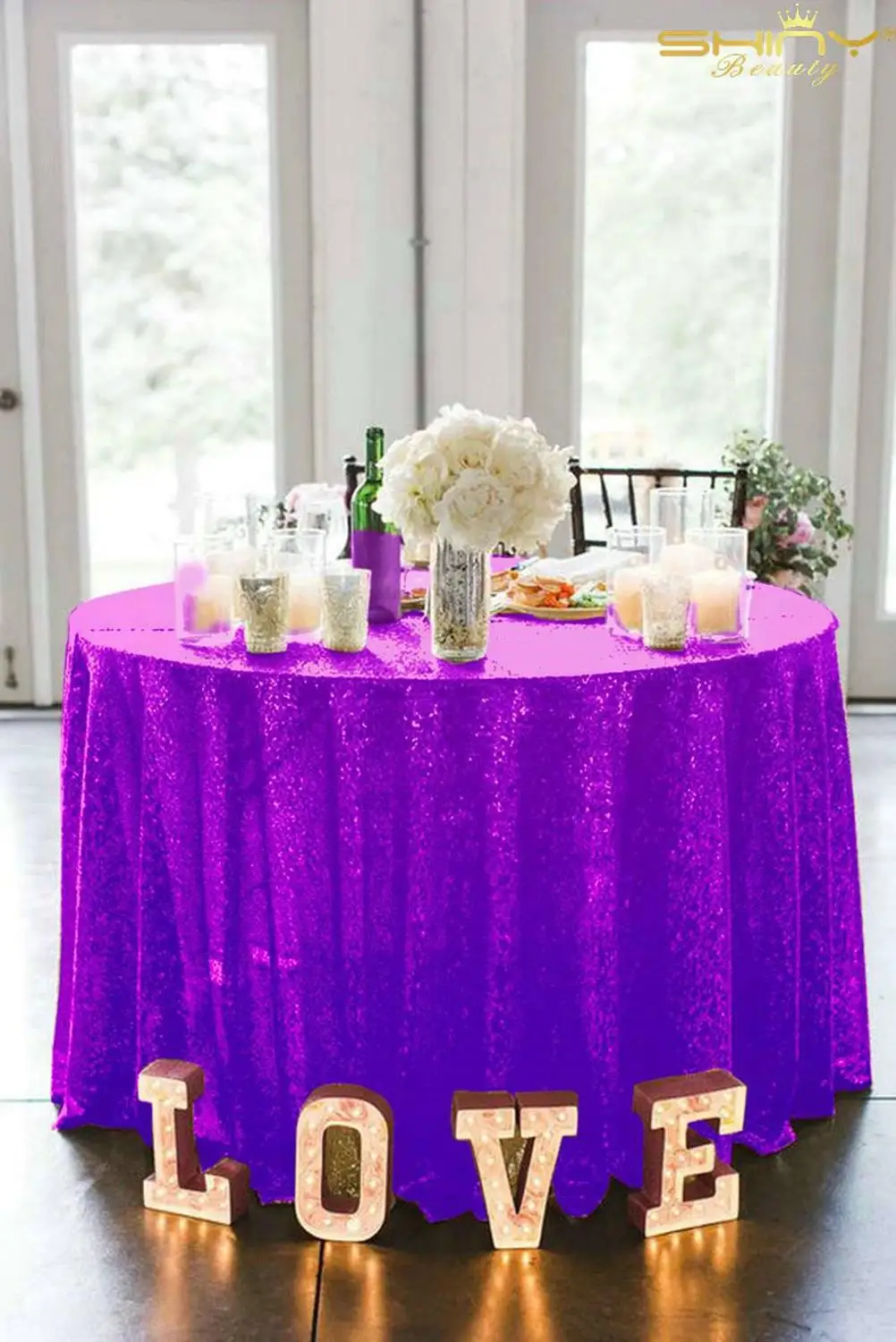 Purple Round Tablecloth 84inch Party Tablecloths Wedding Table Cover Daily Use Decaration for Circular Table-M1016 |