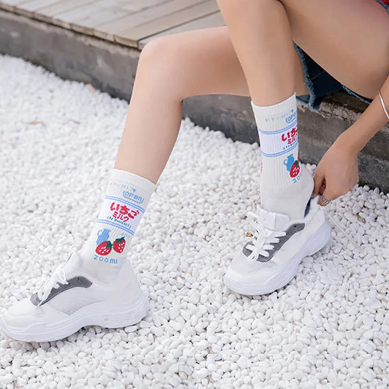 Милые женские носки модные белые Носки с рисунком повседневные из хлопка