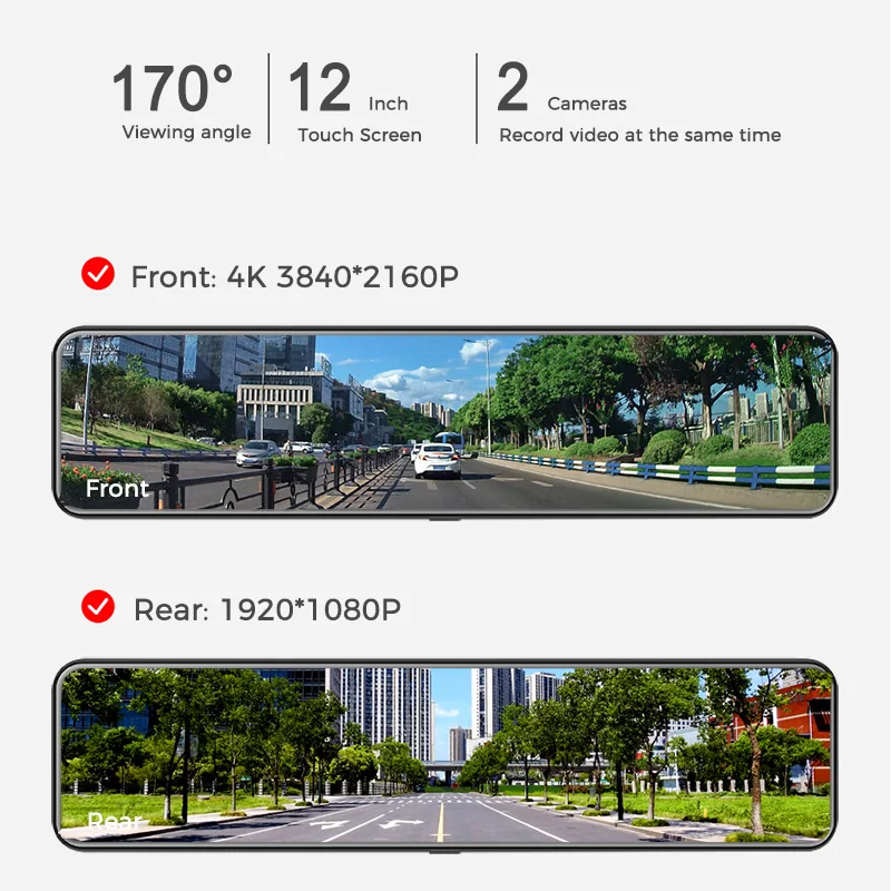 $105.90 4K Rear View Mirror Camera Recorder Dash Cam WIFI GPS Track 3 in 1 Car DVR Sony IMX415 Ultra HD 3840*2160P Camera for Phone App