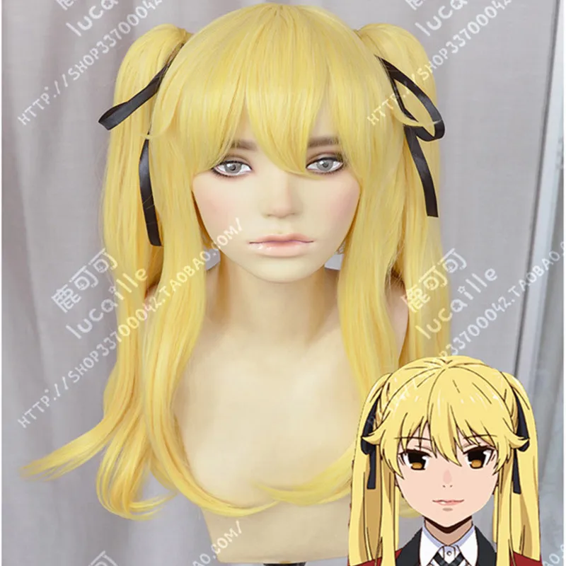 Парик для косплея Kakegurui Mary Saotome Meari светлый конский хвост термостойкий с шелковой