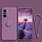 Lovecom мобильный телефон силиконовый Жидкий чехол с кольцевым кронштейном и ремешком для Xiaomi redmi note 10, 9, 9s и pro, Xiaomi X3 и