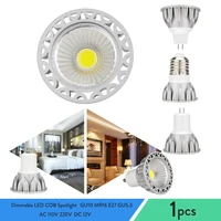 led cob spotlight bulbs gu10 mr16 dimmable 10w e27 gu5 3 50w equivalent glass cover lamp 45 degree beam angle 110v 220v dc 12v