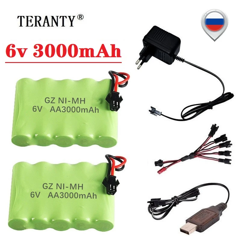 upgrade 6v 3000mah nimh battery charger sets for rc toys cars tank truck robots guns boats aa ni mh 6v rechargeable battery pack free global shipping