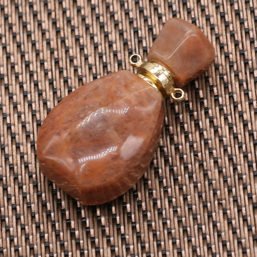 

1pcs Natural Stone Perfume Bottle Essential Oil Diffuser Connectors Charms Pink Aventurine Jades Women Necklace Size 18x35mm