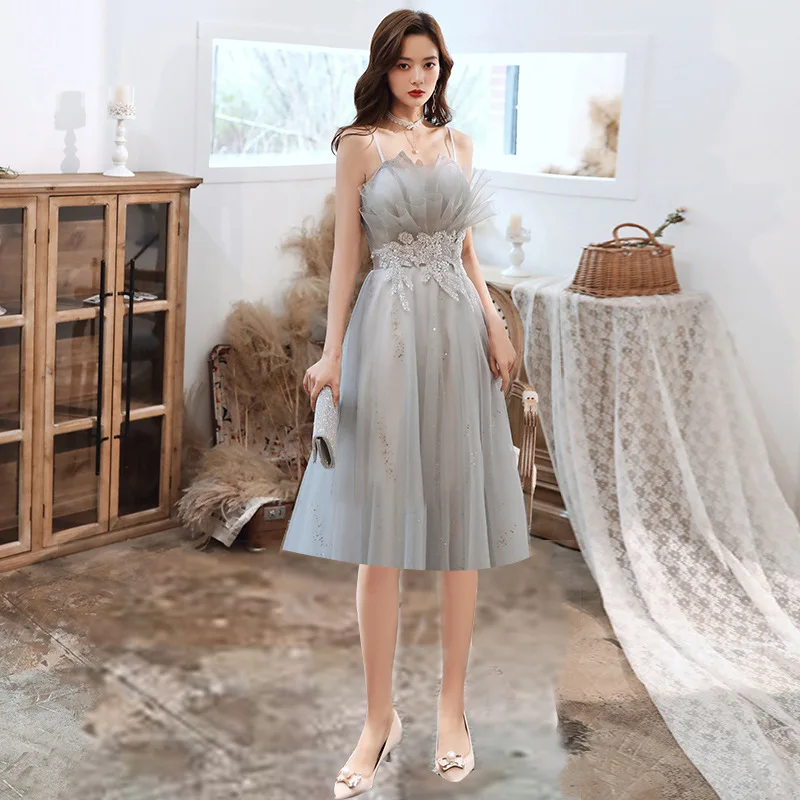 

Elegant Applique Evening Dresses Long 2020 Sling Bandage A Line Formal Party Dress Prom Gown Vestido De Festa