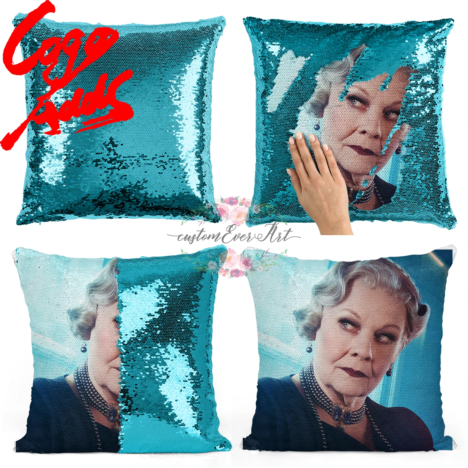

Judi Dench sequin pillow | sequin Pillowcase | Two color pillow | gift for her | gift for him | pillow | magic pillow