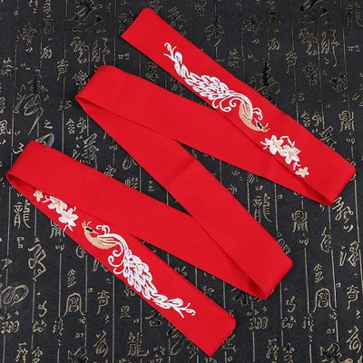 QIANJI Hanfu, ободок для волос, античный головной убор с вышивкой, лента с кисточками, повязка на голову, веревка для волос, древний костюм, аксессуар для волос - Цвет: 2