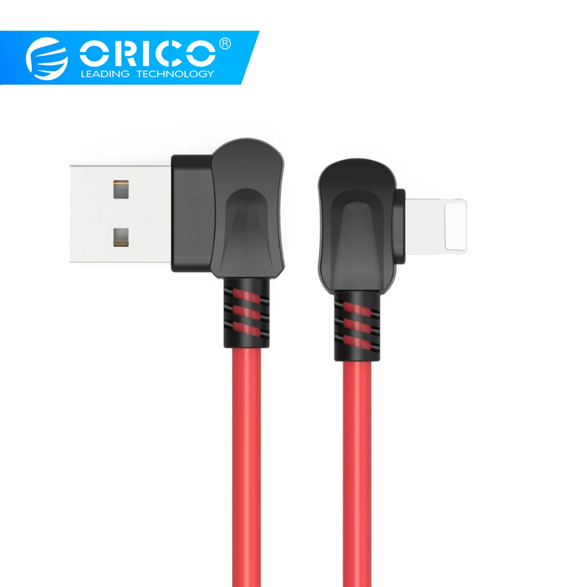 ORICO прямоугольный изгиб для Apple Lighting-usb зарядный кабель для iPhone x 6 7 8 USB кабель для передачи данных для iPhone iPad TPE красный