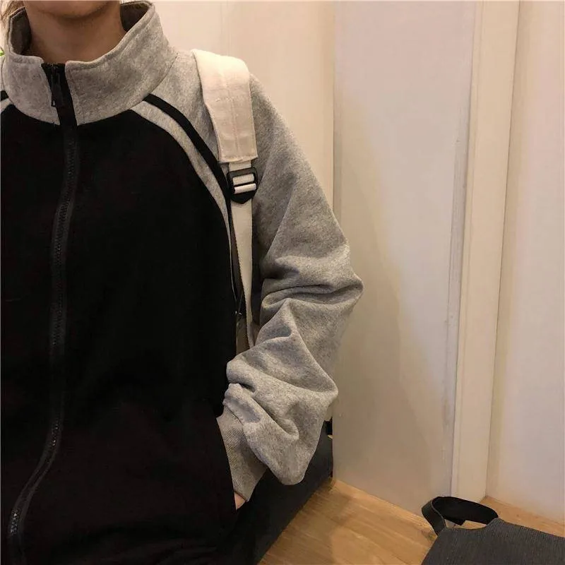 

Fashion Harajuku Punk Autumn Winter Women Hooded Sweatshirt Long Sleeve Casual Loose Zipper Fleece Hoodies Tracksuit Female