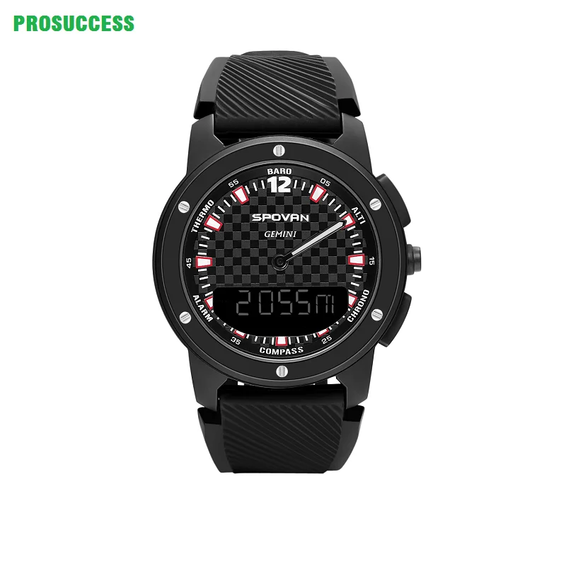 

Date Dual Time Weather Barometer Altimeter Compass Chronograph Thermometer Alarm Fashion Outdoor Sport watch With El Backlight