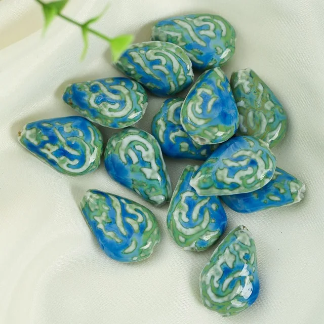 

5 PCS 27x18mm Water Drop Ceramic Beads DIY Loose Beads Handmade Porcelain Spacer Beads For Jewelry Accessories Wholesale