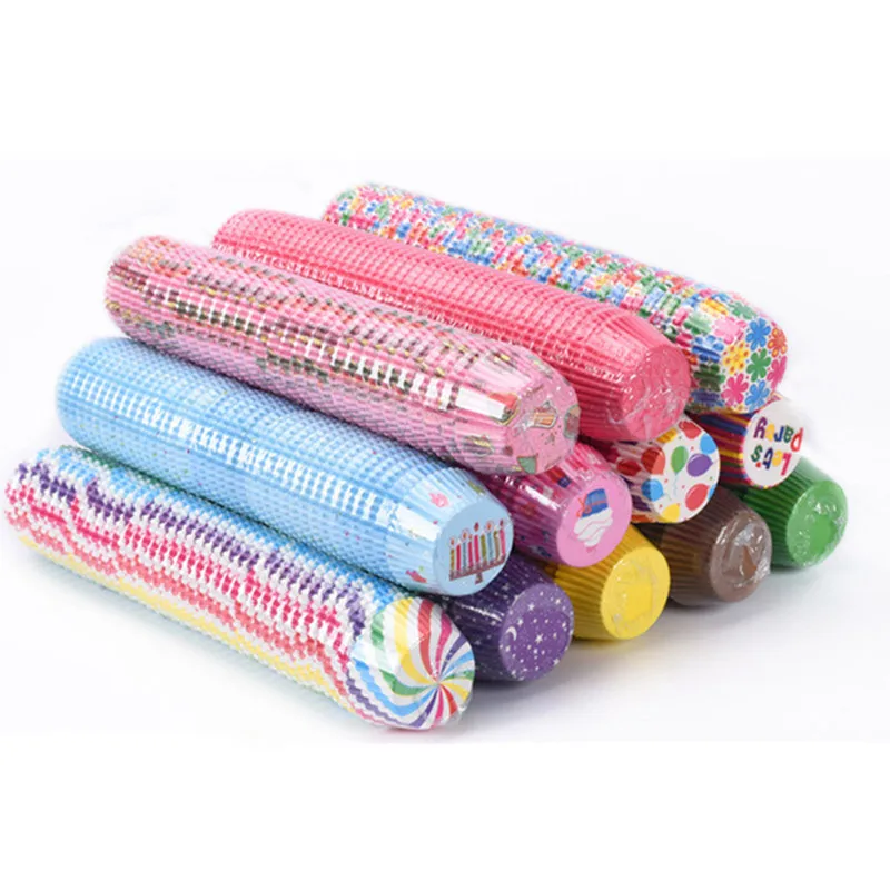 

1000 Pcs/lot Baking Colorful Printed Oil-Proof Cake Cups Egg Yolk Biscuit Cookie Trays Cupcake Muffin Cases Home Party Decor