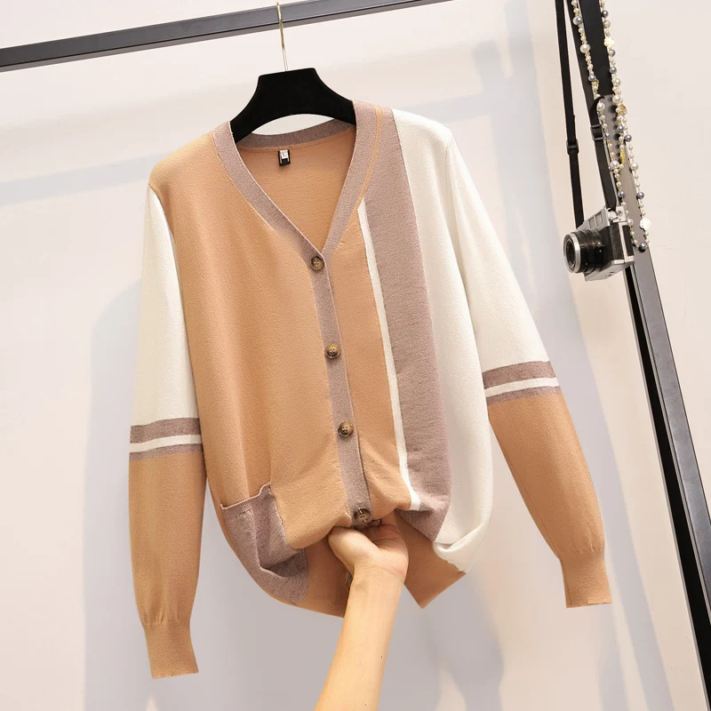 

Пуловер женский в полоску, большого размера, на осень, в Корейском стиле, 2021