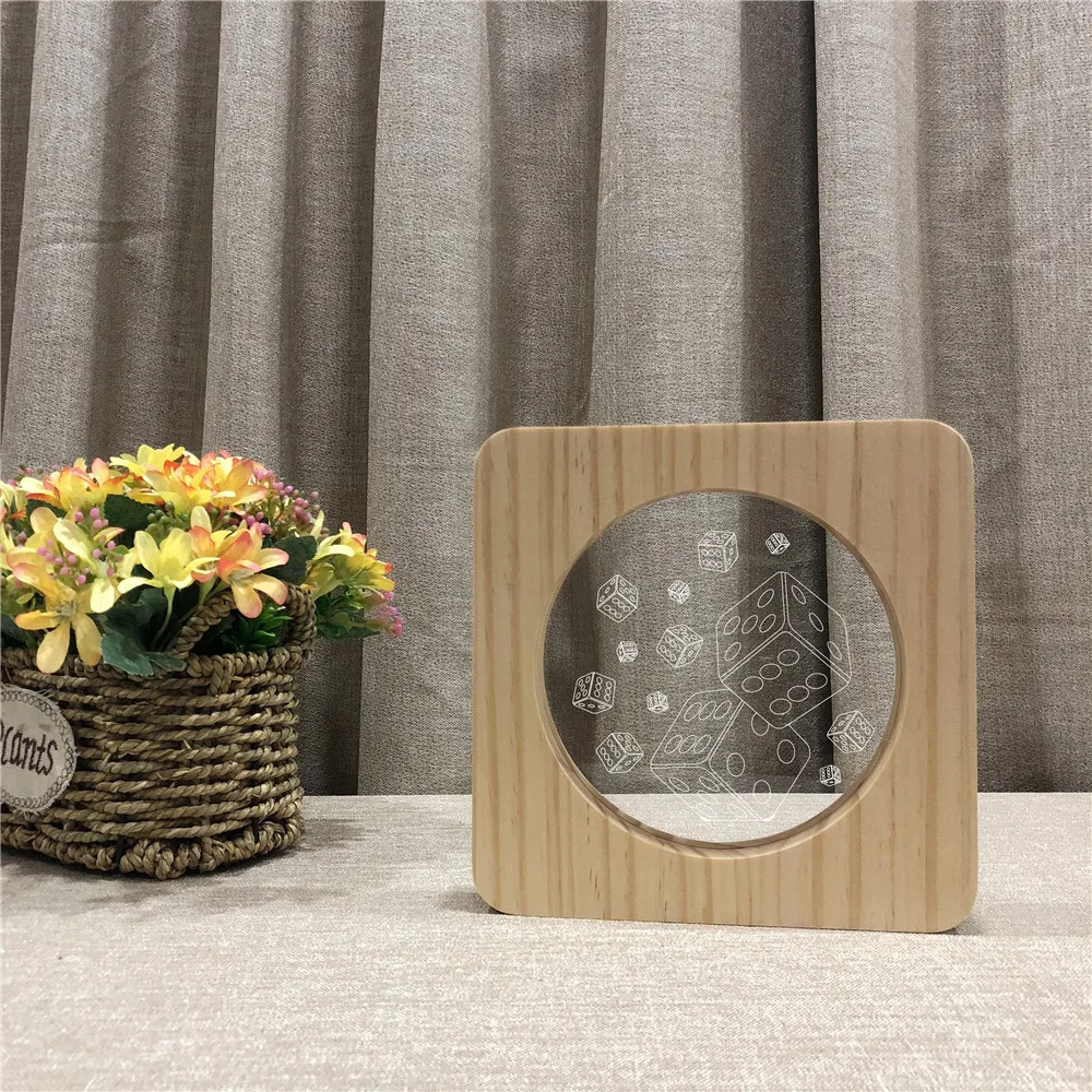 Игра в кости играть игры 3D светодиодный акриловый деревянный ночной Светильник