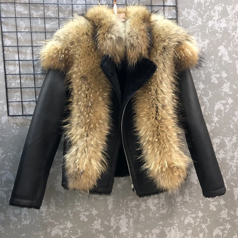 

Real Fur Women Coat Natural Double-Faced Fur Sheepskin And Fur Outwear Winter Merino Sheep Fur Fox Fur